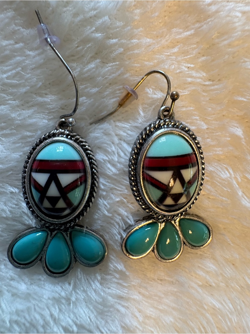 Turquoise and Multicolor Inlay Drop Earrings - Women Jewelry
